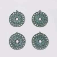 4pcs large antique bronze hollow open round charms pendants for necklace jewelry findings making 44x41mm