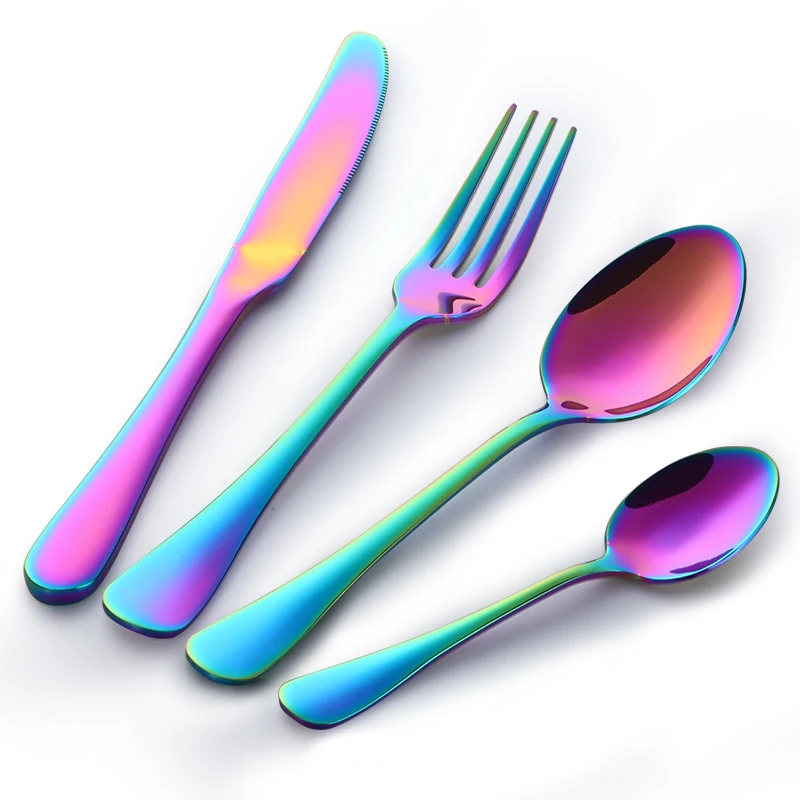 Набор разноцветных столовых приборов из нержавеющей стали 24 шт.|dinnerware set|colored cutlery