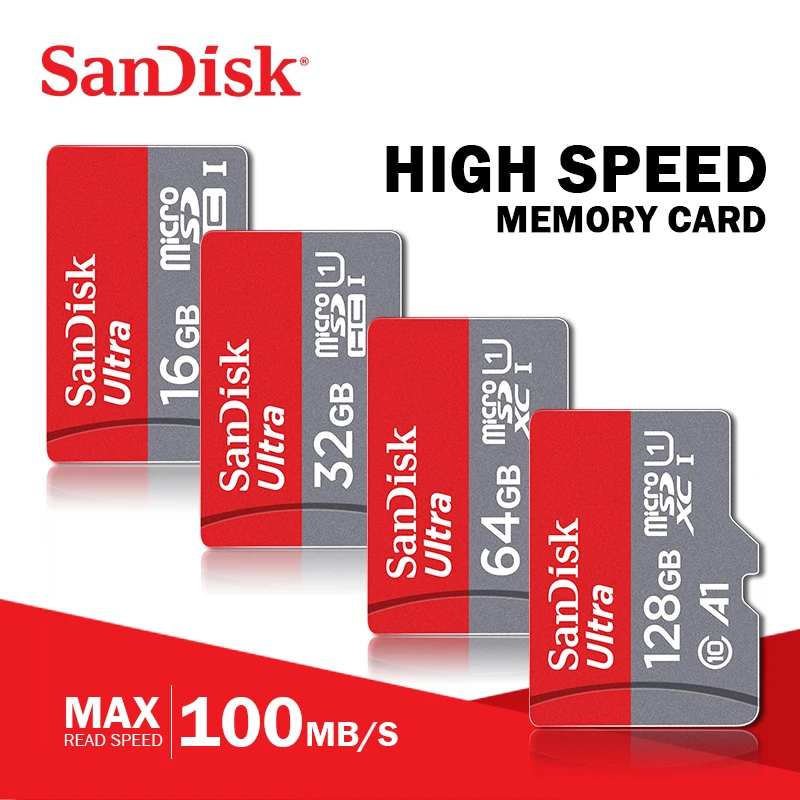 Карта памяти Micro SD SanDisk 16 ГБ 32 ГБ 64 Гб 128 Гб MicroSD Max 80 м/с Uitra C10 TF карта C4 8G cartao de memoria