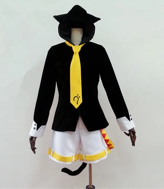 Vocaloid Kagamine Лен Рин Кот худи «Неко» с сказочными ушками Косплей Костюм Полный комплект
