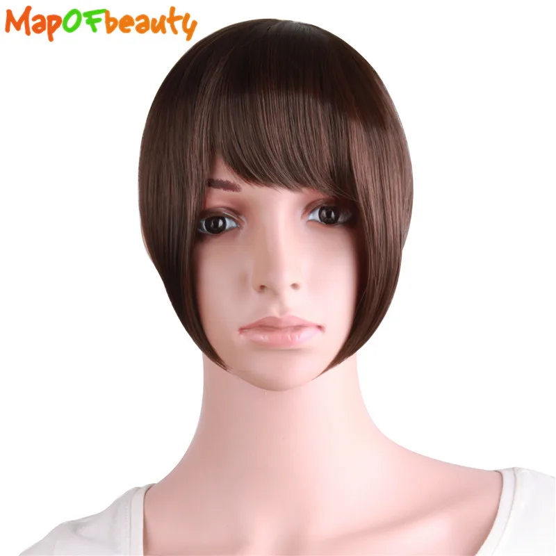 Накладные волосы MapofBeauty темно коричневые синтетические на клипсе с