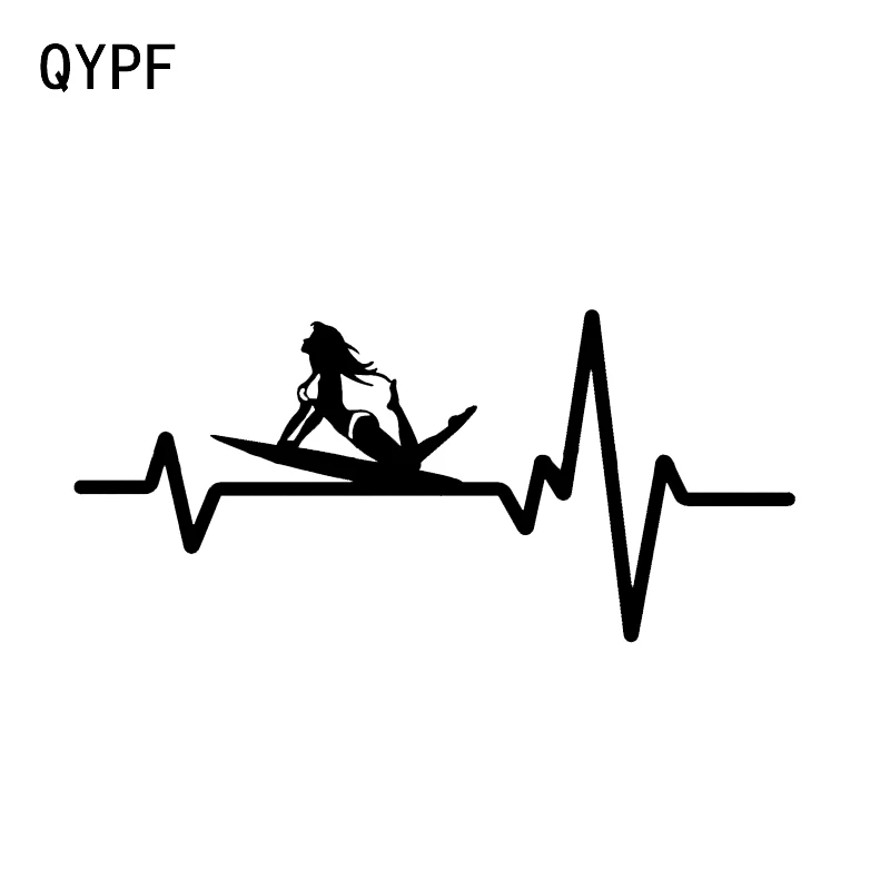 QYPF 15 9*6 8 см уникальный Серфер сердце бит линия декора автомобиля Стайлинг стикер
