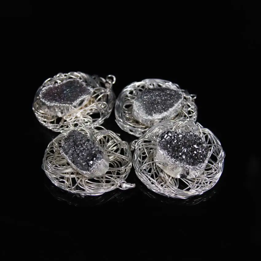 Подвеска фрагмент жеоды из титана с черным покрытием 5 шт.|geode slice pendant|agate geode slicesgeode