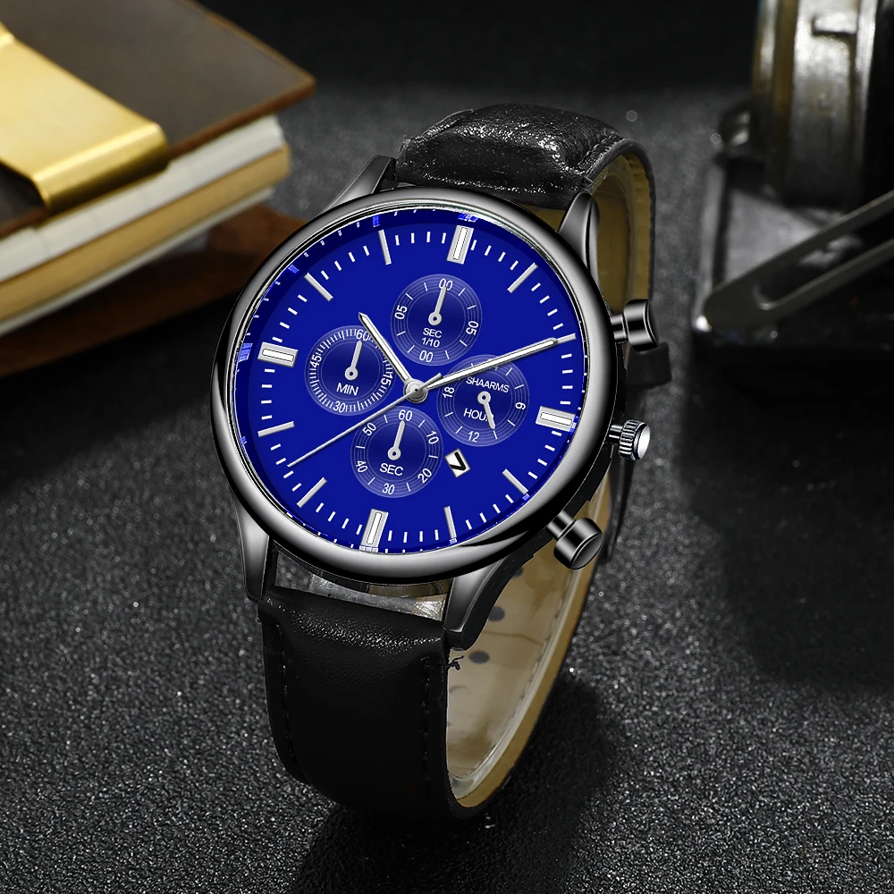 Shaarms мужские кожаные спортивные Аналоговые кварцевые наручные часы лучший бренд