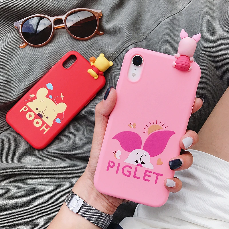 ORYKSZ Cute Cartoon Bear Soft Phone Case For iphone 6 6s 7 8 Plus Xs Cases iPhone Xr X Max Silicon Hand Strap Cover Coque |
