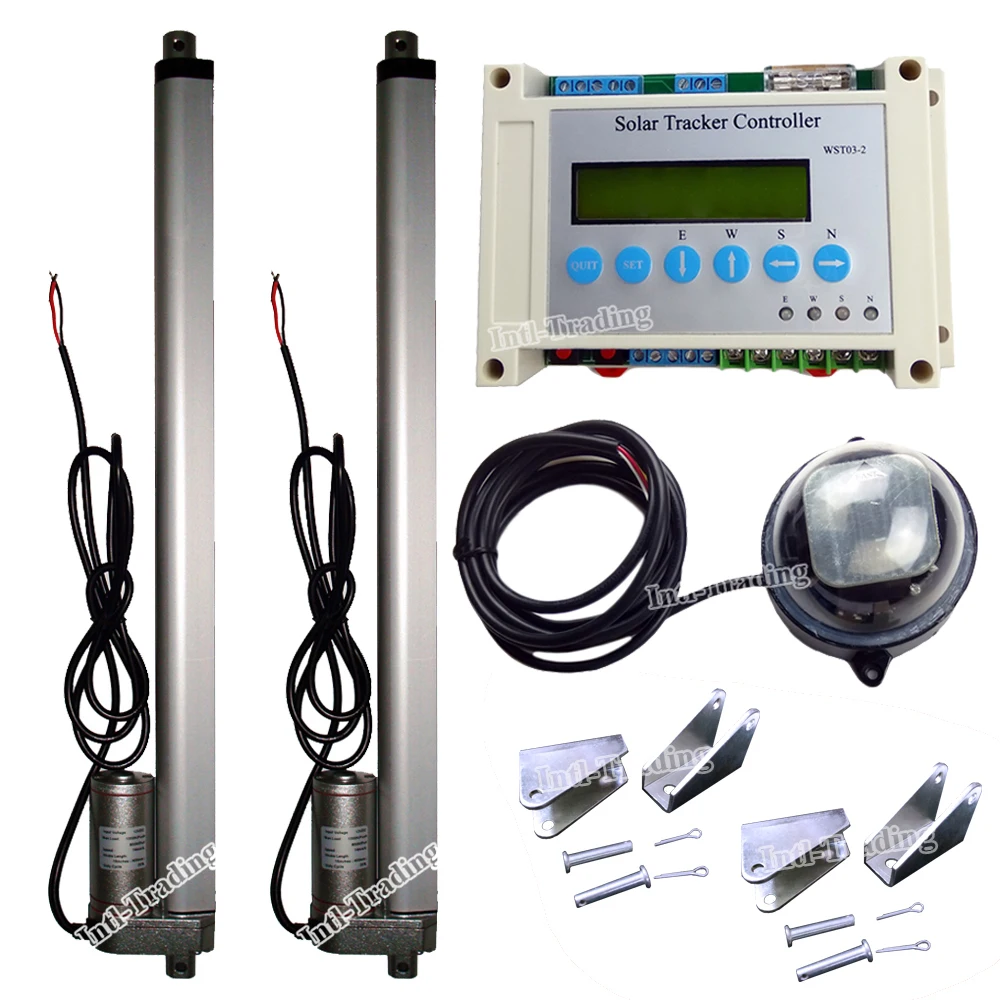 DC 12V двухосевой Солнечный трекер комплекты для отслеживания и 2 шт 1500N 16