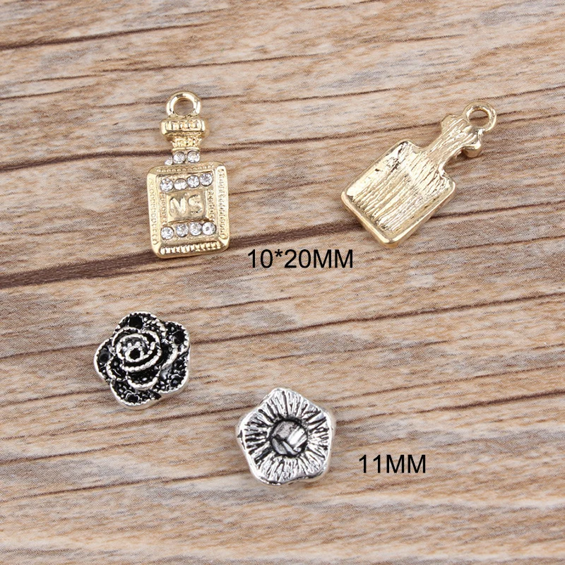10 шт./лот металлические стразы флакон для духов розы подвески девочек цветы DIY