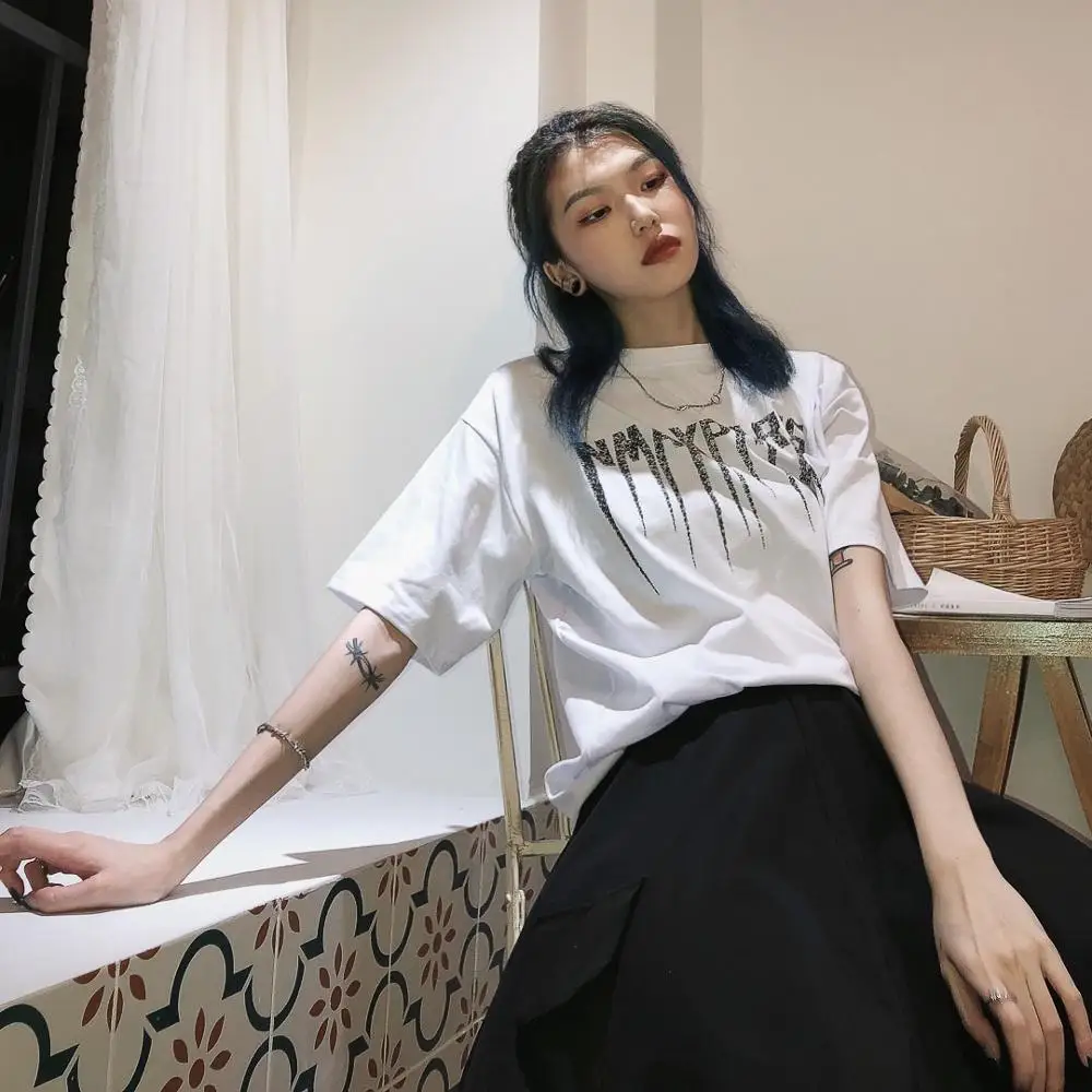 Новинка лета 2019 свободная футболка с коротким рукавом в Корейском стиле Harajuku BF