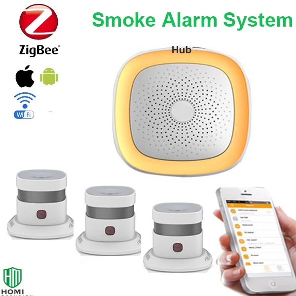 Zigbee датчик дыма wifi система пожарной сигнализации беспроводной стабильный сигнал sentive zigbee EN14604 wifi детектор дыма 3 шт