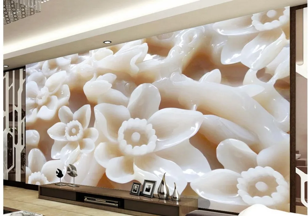 Пользовательские 3d обои нефрит Слива цветы розы фон роспись на заказ для стен |