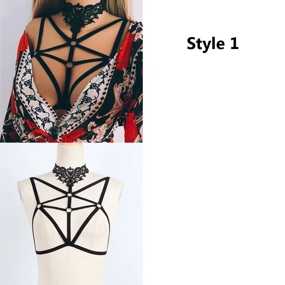 Style 1 Новинка, сексуальный эротический бандажный бюстгальтер для женщин, пуш-ап, укороченный топ, клетка, пояс, сексуальное нижнее белье, полый бюстгальтер, топы, пуш-ап, бюстгальтер, бюстье - Цвет: Style 1