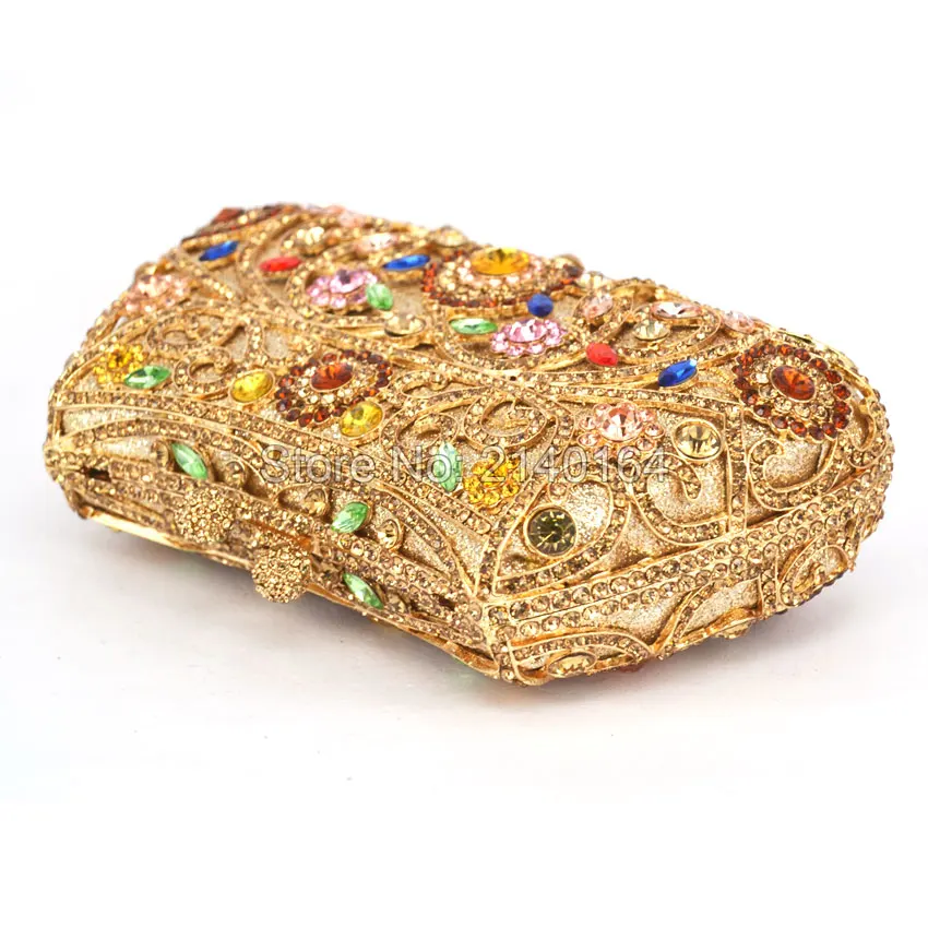 Женский клатч с блестящими кристаллами синий вечерний кошелек узором в виде