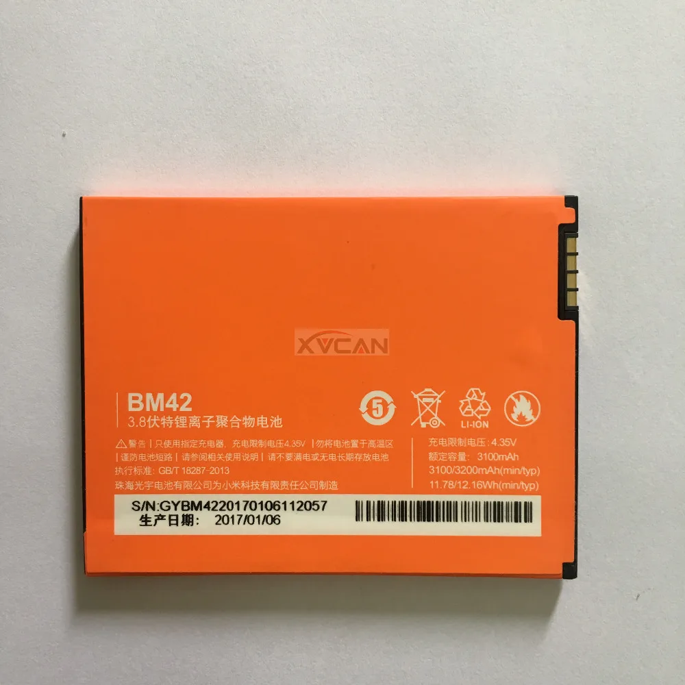 Аккумулятор BM42 для Xiaomi Redmi Note 3100 мАч литий ионный аккумулятор + Настольная док