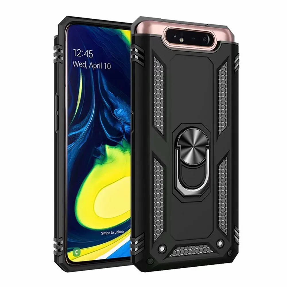 

Luxury Shockproof Case For Samsung galaxy A80 A90 A70 A60 A50 A40 A30 A20E A10 Rotatable magnetic metal ring TPU Phone Back Case