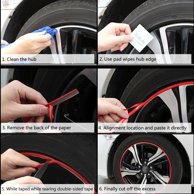 

Car Wheel Rim Sticker Chrome Wheel Decoration Auto Tire Rims Plated Strip Protection Decoration Car-styling Exterior Accessories