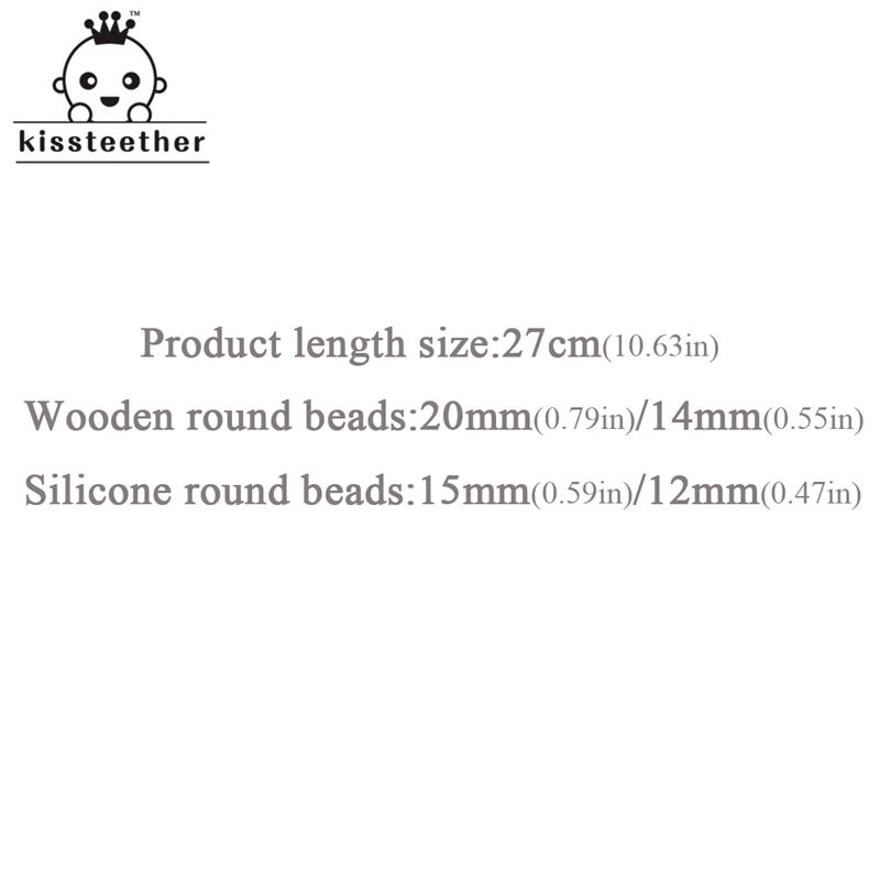 Mordedor de silicona para beb&eacute;, chupete de madera, Clip para chupete para reci&eacute;n nacido, cuentas para masticar, juguete Natural para la dentici&oacute;n del beb&eacute;-5