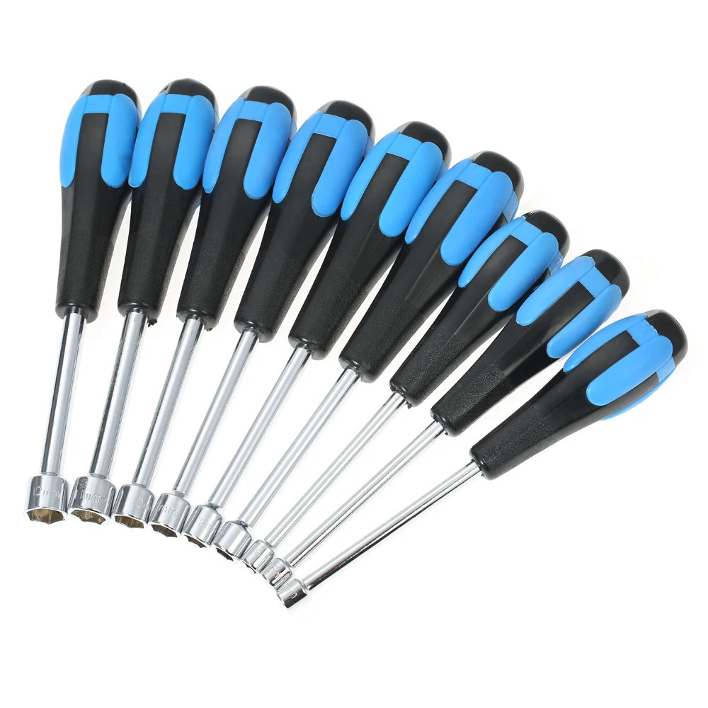 9pcs Hollow Shaft Nut Driver Set Metric Sizes Hex Bit Sockets 5mm/5.5mm/6mm/7mm/8mm/9mm/10mm/11mm/12mm | Инструменты