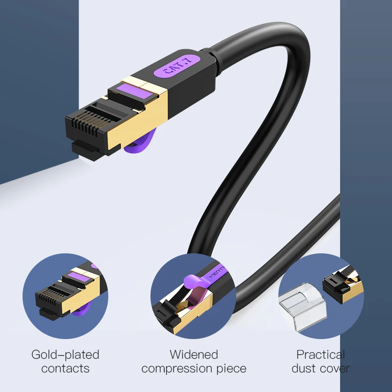 Vention Cat7 Ethernet Cable RJ45 UTP Round Lan Networking Patch Cord for Computer Router Laptop |