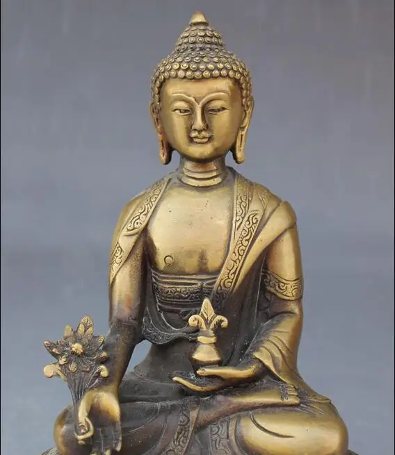 8 &quotТибет Буддизм Бронзовый Сиденья Лотоса Медицина Медицинский Шакьямуни