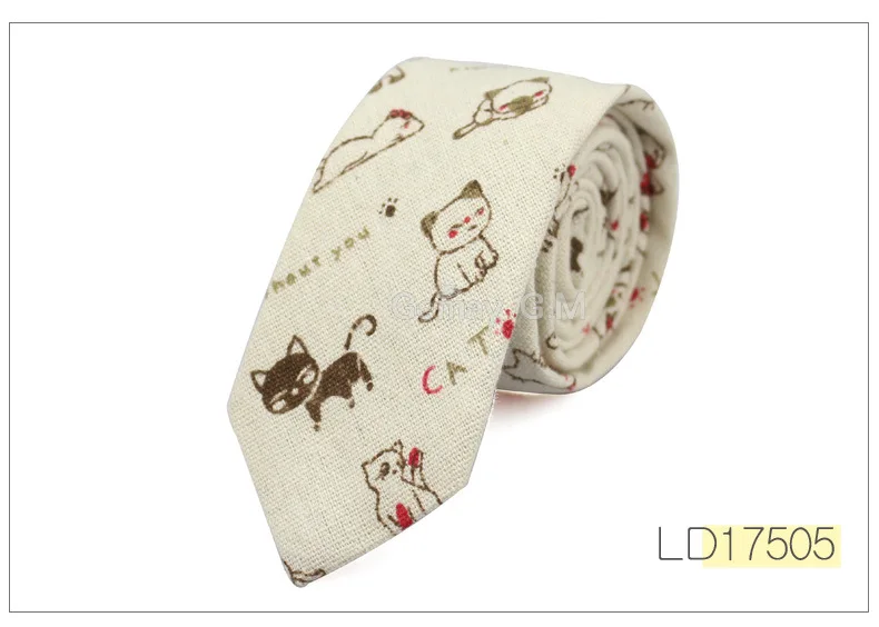 Fashion Mens Neck Tie Linen Skinny Tie for Men Wedding Party Print Neckties Casual Men Retro Neckwear Star Female Cartoon Ties