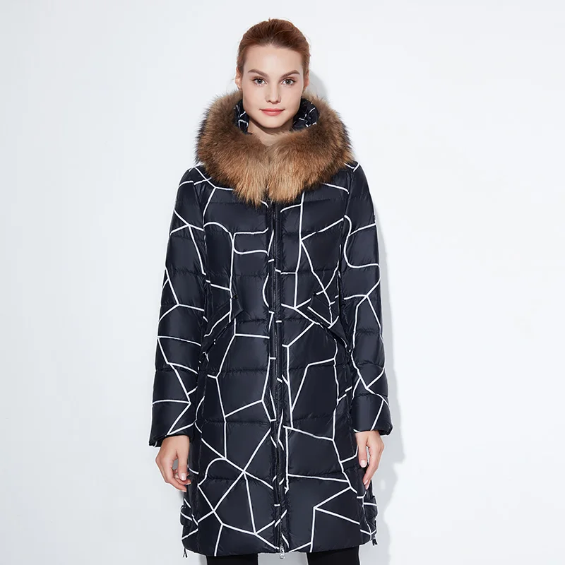 Snowclassic Модные женские зимняя куртка толстый длинный Пальто в полоску Куртки капюшон регулируется талия тонкая теплая обувь с хлопчатобумажными стельками - Цвет: black