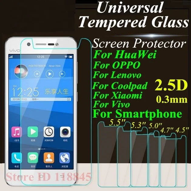 

10 шт. Универсальный 4,5 4,7 5,0 5,3 5,5 5,7 дюйма закаленное стекло для Huawei Xiaomi Coolpad Lenovo OPPO ASUS Sony защита экрана