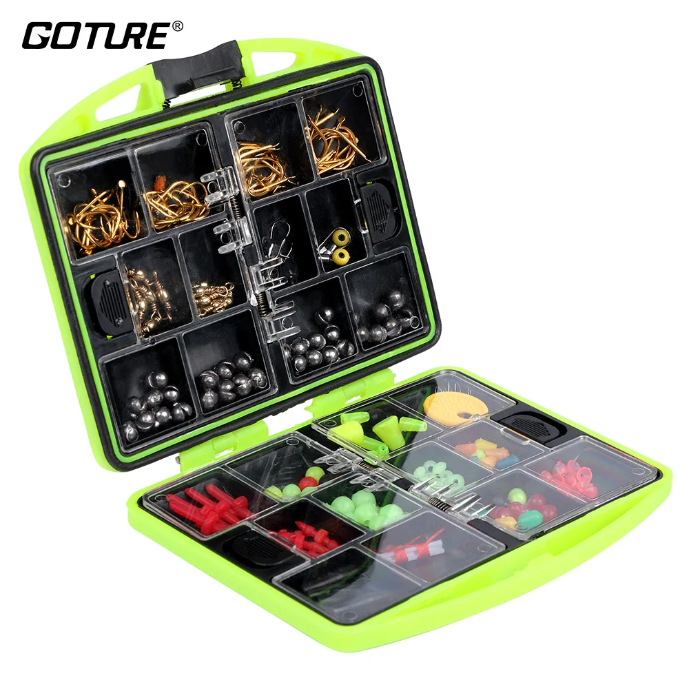 Goture рыболовные аксессуары коробка вертлюгов джиг крючок грузила плавающие