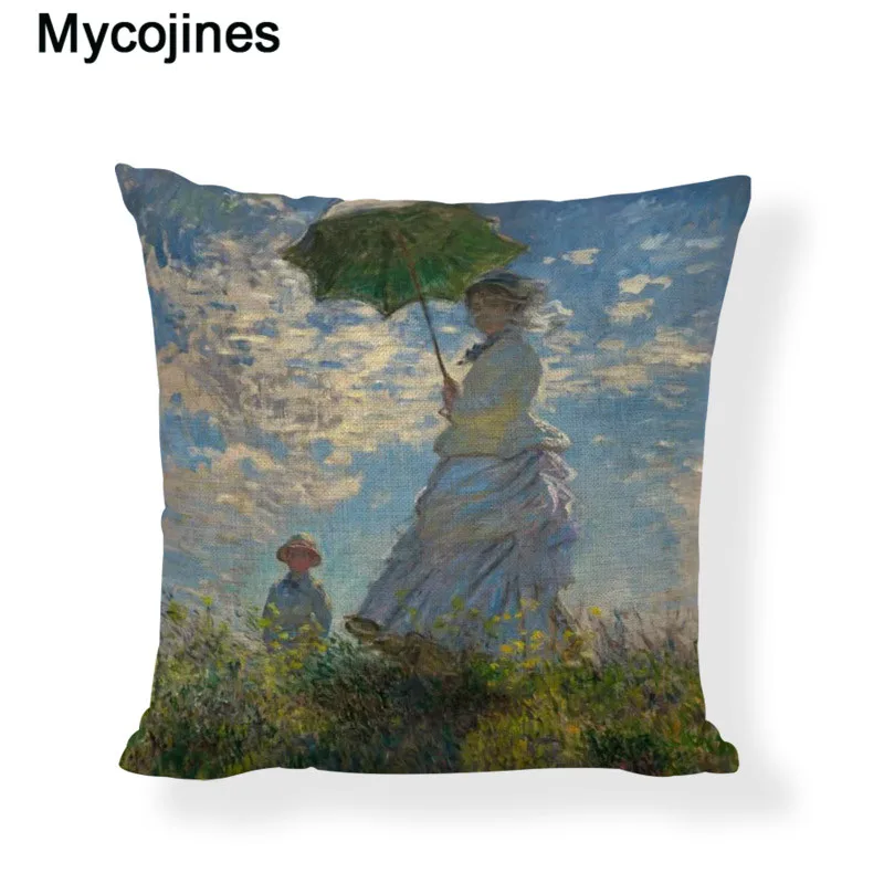 Monet живописная подушка крышка Sunrise голубая водяная Лилия 45*45 см льняная наволочка декоративное украшение для дома аксессуары