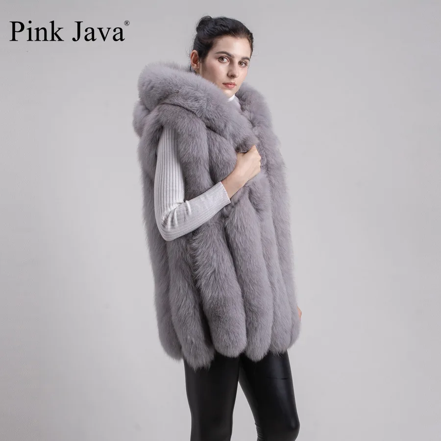 Женский зимний меховой жилет розовый из натурального Лисьего меха QC9484|coat stands for the