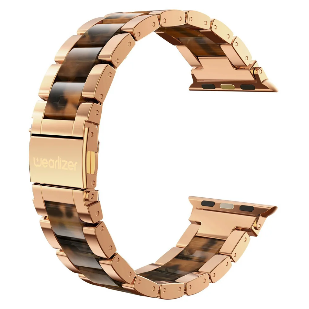 RGold Wearlizer Роскошный металлический ремешок из нержавеющей стали для Apple Watch Band 38 мм 42 мм соединяющий ремешок браслета для iwatch Series 5 4 3 2 1 - Цвет ремешка: RGold