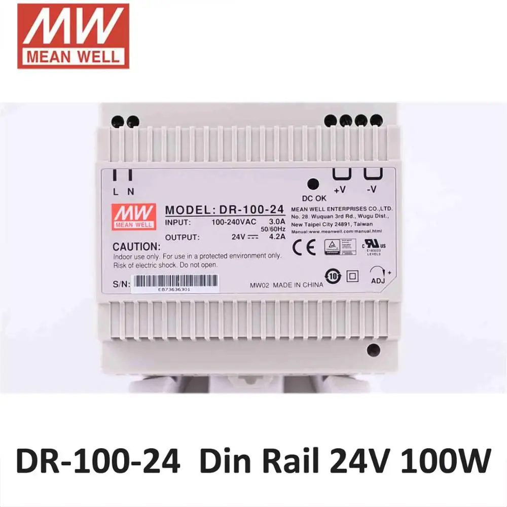 Подлинный MeanWell DR 100 12/24 AC DC W 24 V 12 Промышленный DIN Rail источник питания импульсный