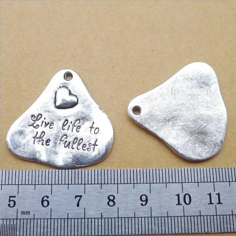 

Antique Silver Plated Alloy Heart Letter Charms Pendant Live Life To The Fullest