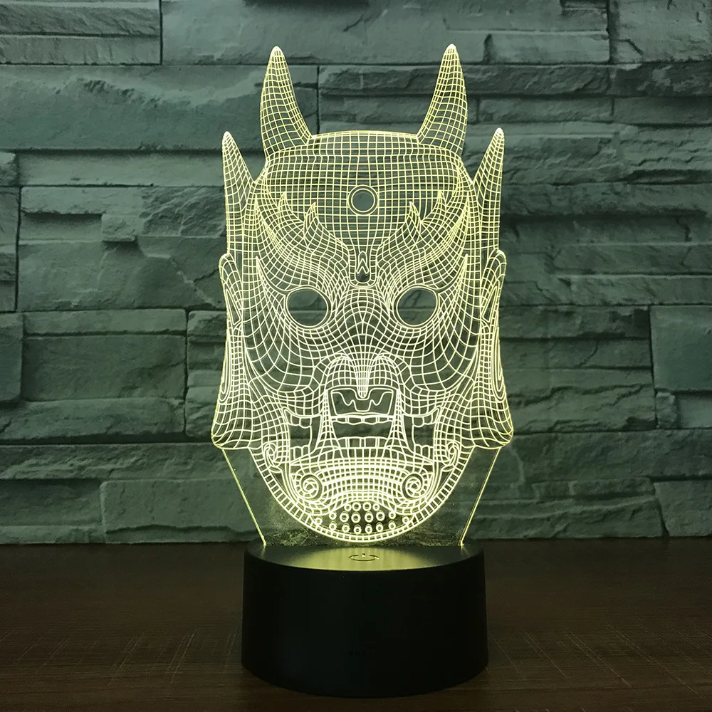 3d лампа в виде маски призрака цветная градиентная атмосферная настольная