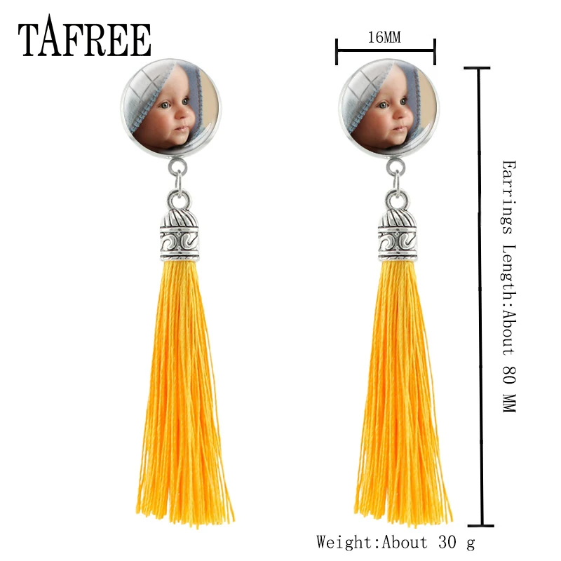TAFREE Новый кисточкой серьги с фотографией Рождественский подарок для мамы можно