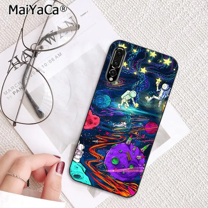Чехол MaiYaCa для телефона с изображением космоса Луны самолета абстрактных звезд