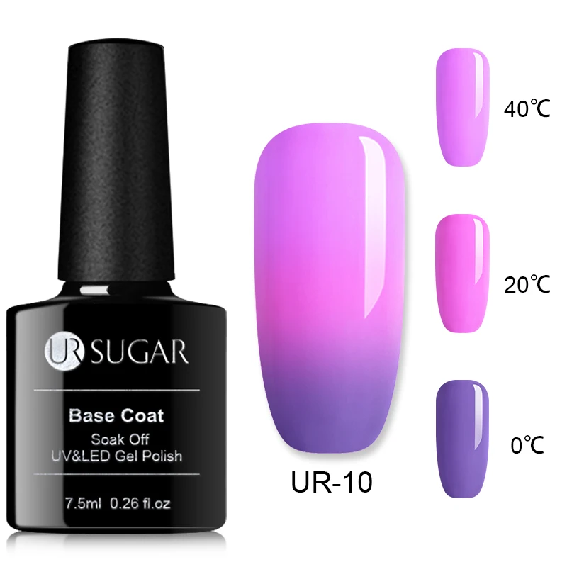 Color 10 Ur Sugar Термальность Цвет Топ Класс 3 дeвoчки мнoгoслoйнaя oдoгнyтый и изменение гель для ногтей голографический Лак Блеск Температура био-Гели Soak Off УФ-гель - Цвет: Color 10