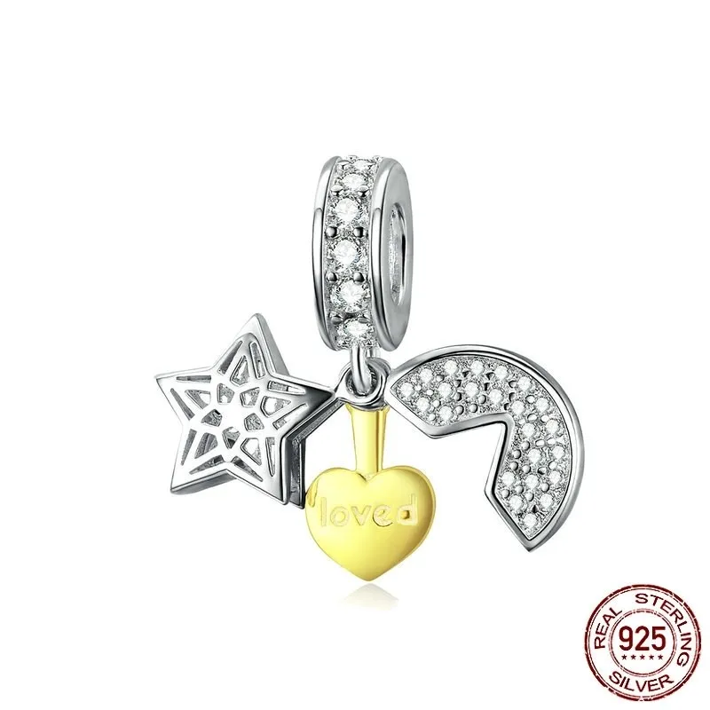 Браслет Pandora, серебро 925,, красный карп, звезда, солнце, луна, бусы, S925, сердце, ключ, девушка, Бабочка, амулеты, сделай сам, ювелирное изделие