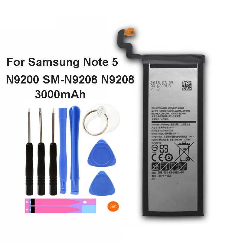 Оригинальный EB BN920ABE Аккумулятор для Galaxy Note 5 SM N9208 Note5 N9200 N920t N920c 3000