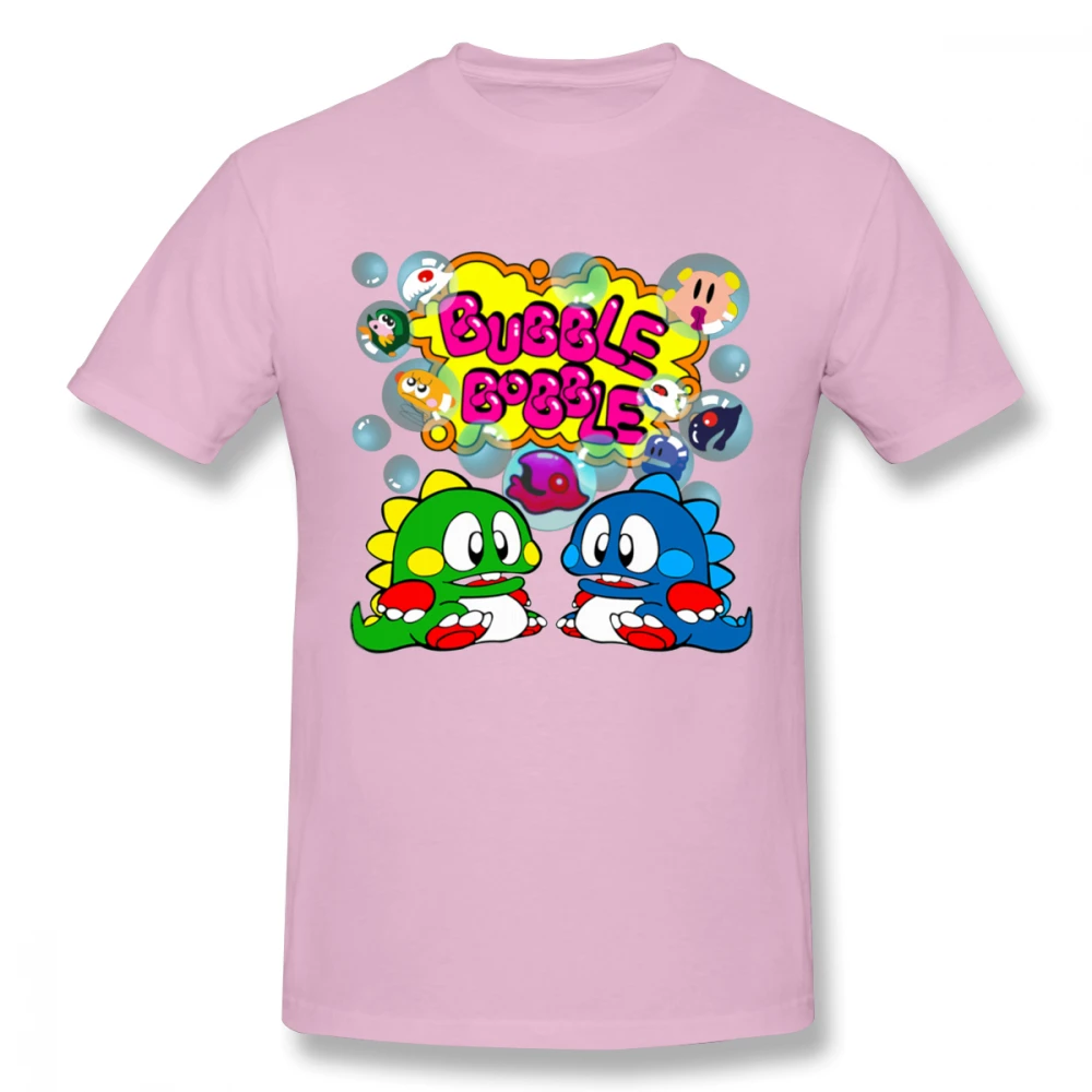 Bubble Bobble, Ретро стиль, FC, игровая консоль, футболка для мужчин, новинка, на заказ, Старая школьная игра, футболка из органического хлопка размера плюс, футболка, Camiseta - Цвет: Розовый