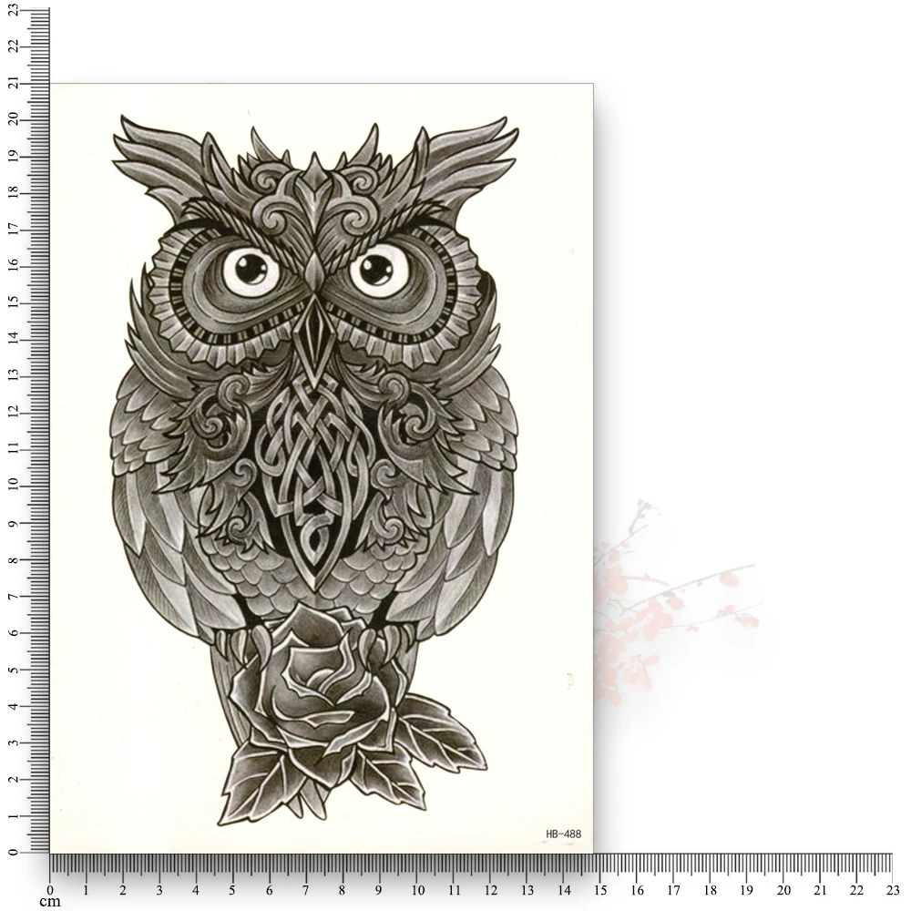 Поддельные Временные Съемная татуировка переводятся с помощью воды птицы сова