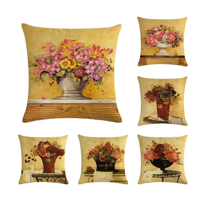 

Свадебный подарок, Модный Романтический розовый, фиолетовый, синий, масло, искусственная ваза, декоративная наволочка для диванной подушки,...