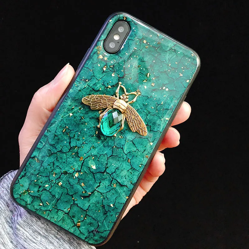 Чехол для Телефона Bling Bee iPhone 11X7 6 6S 8 Plus чехол из золотой фольги с мраморным блеском