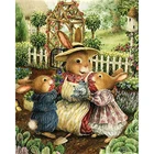 Алмазная 5D картина сделай сам Счастливые кролики, семейная Мозаика из страз, стразы, вышивка крестиком, ручная работа, для детей KBL