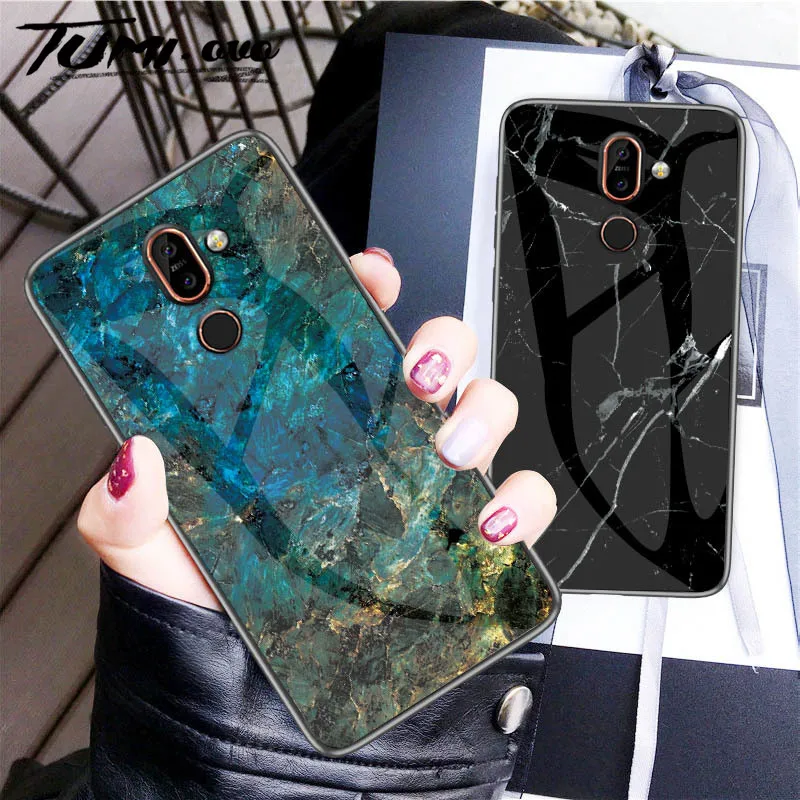 Роскошный Мраморный чехол из закаленного стекла для Nokia X6 7 Plus 3 1 X7 4 2 X71 задняя