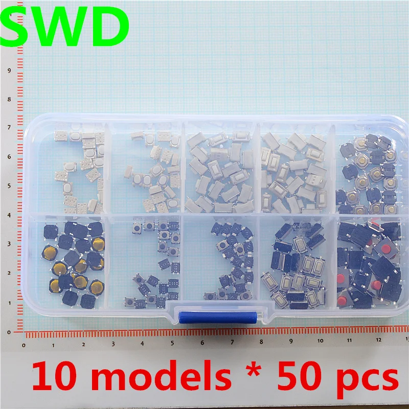 10 моделей 500 шт. Тактильные Кнопочный переключатель Микро Переключатель