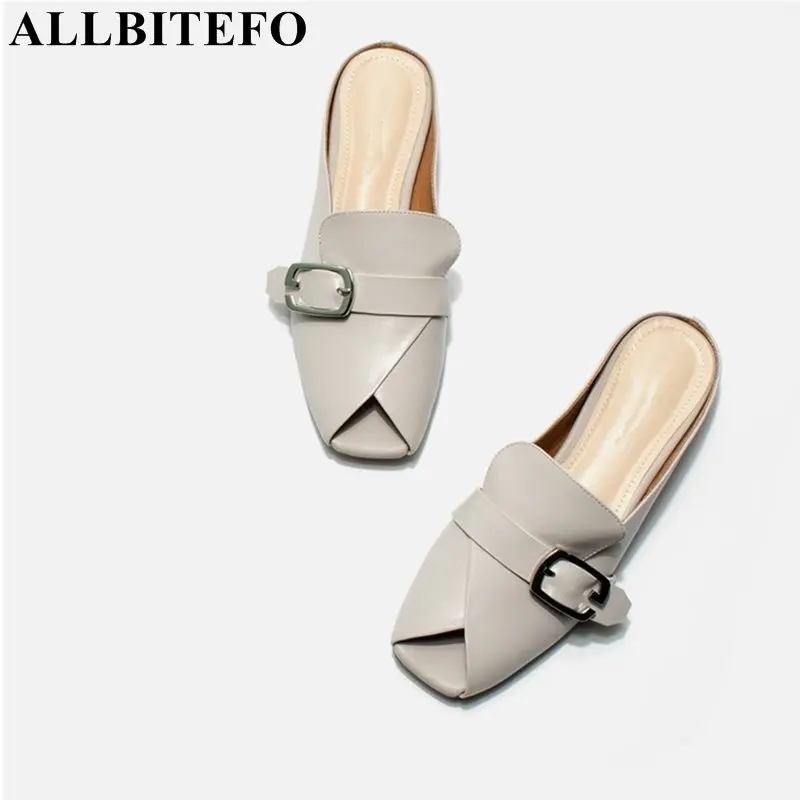 Шлепанцы ALLBITEFO женские на низком каблуке натуральная кожа цвет в