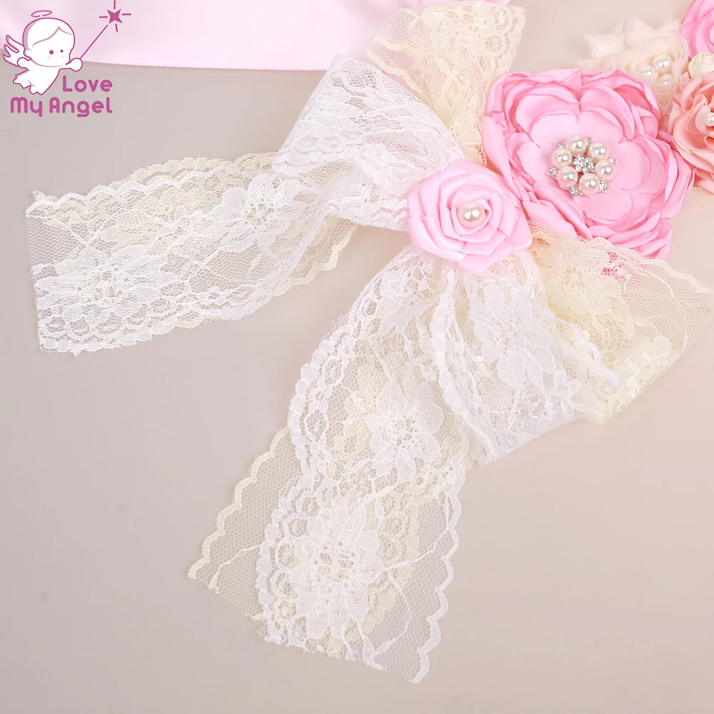 1 шт. розовый пояс с цветочным узором для девочек новорожденных детское свадебное