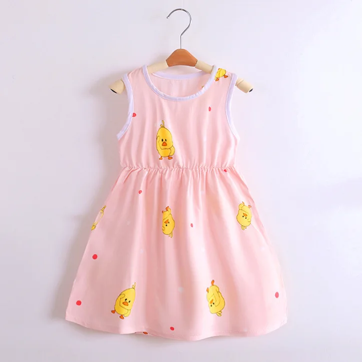 Floral Fashion Girls Dresses Sleeveless Summer Kids Cute High Quality O-neck Dress | Детская одежда и обувь