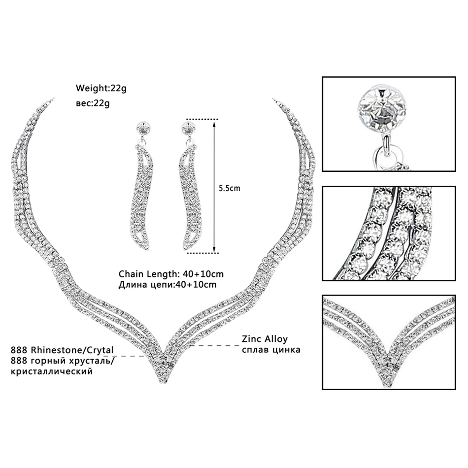 Mecresh простые Кристальные Свадебные Ювелирные наборы серебряного цвета стразы