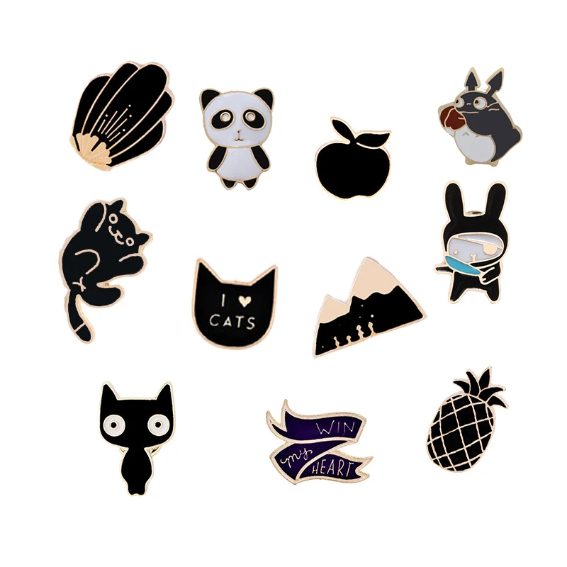 Kawaii мультфильм Животные брошь панда Кот медведь эмалевые булавки креативные